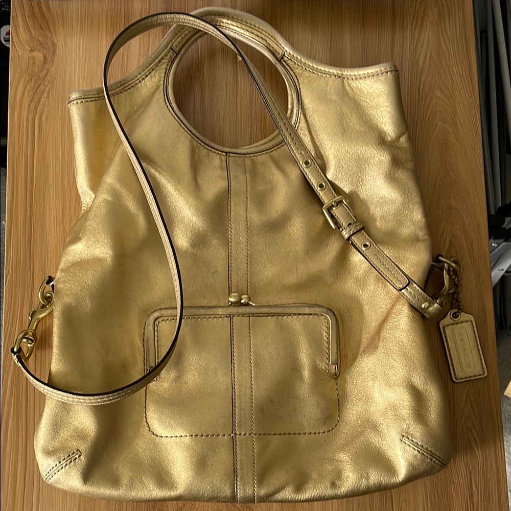 Coach Gold Leather Tote Bag